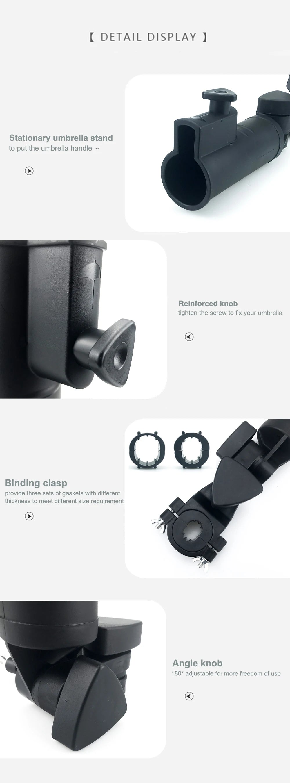 Supports de parapluie universels pour chariot de golf à 3 roues