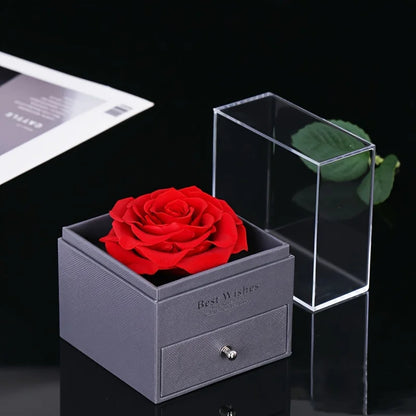 Valentinstag Geschenk Luxus rote Zirkon Herz Halskette mit Rose Geschenk-Box