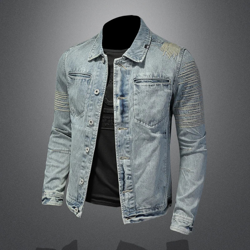 Veste en jean tendance avec graffiti pour homme