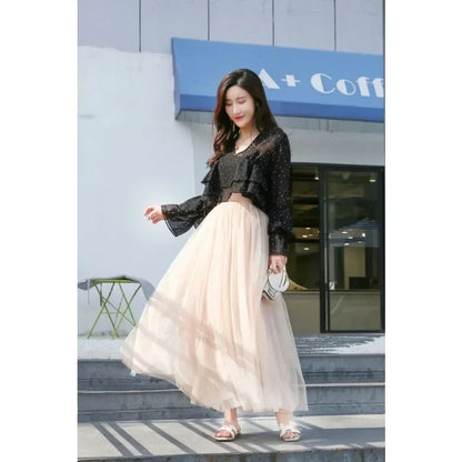 Women's High Waisted Long Skirt