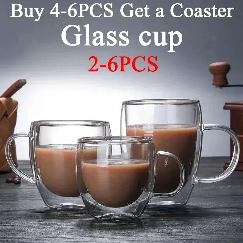 Double-Layer Transparent Coffee Milk Drink Mug