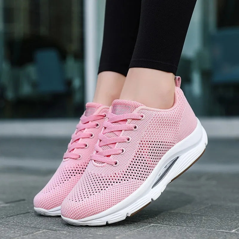 Women’s Walking Sneakers – Cushioned Breathable Gym & Jogging Shoes Lightweight Lace-Up Athletic Running Shoes