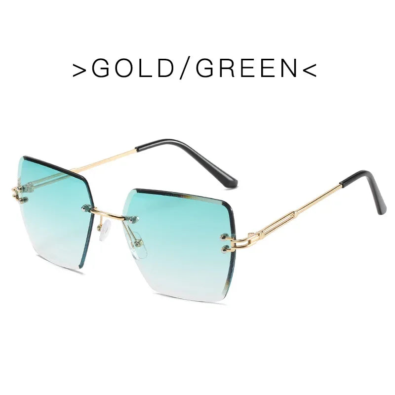 Women's Retro Summer Oversized Rimless Sunglasses
