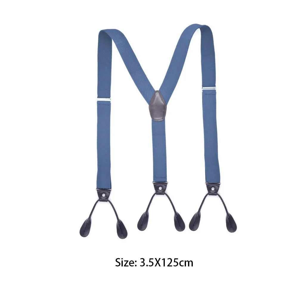 Adjustable Y-Back Leather Trimmed Suspenders