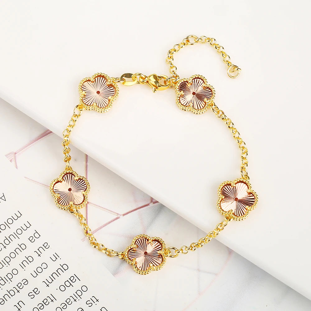 Gold-Plated Hollow Plum Blossom Double-Sided anklet Bracelet