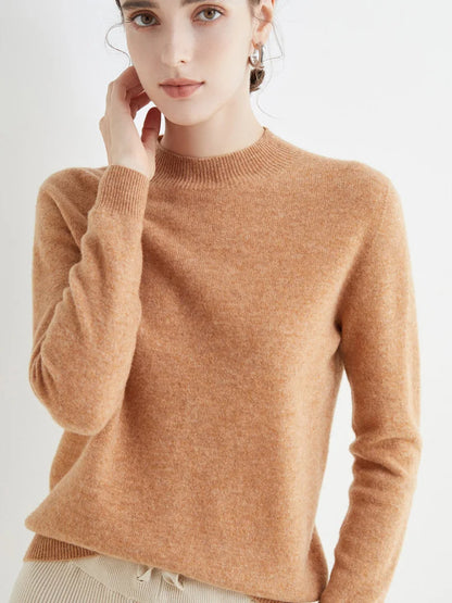 Women's Pure Woolen Slim Knitted Cashmere Sweater