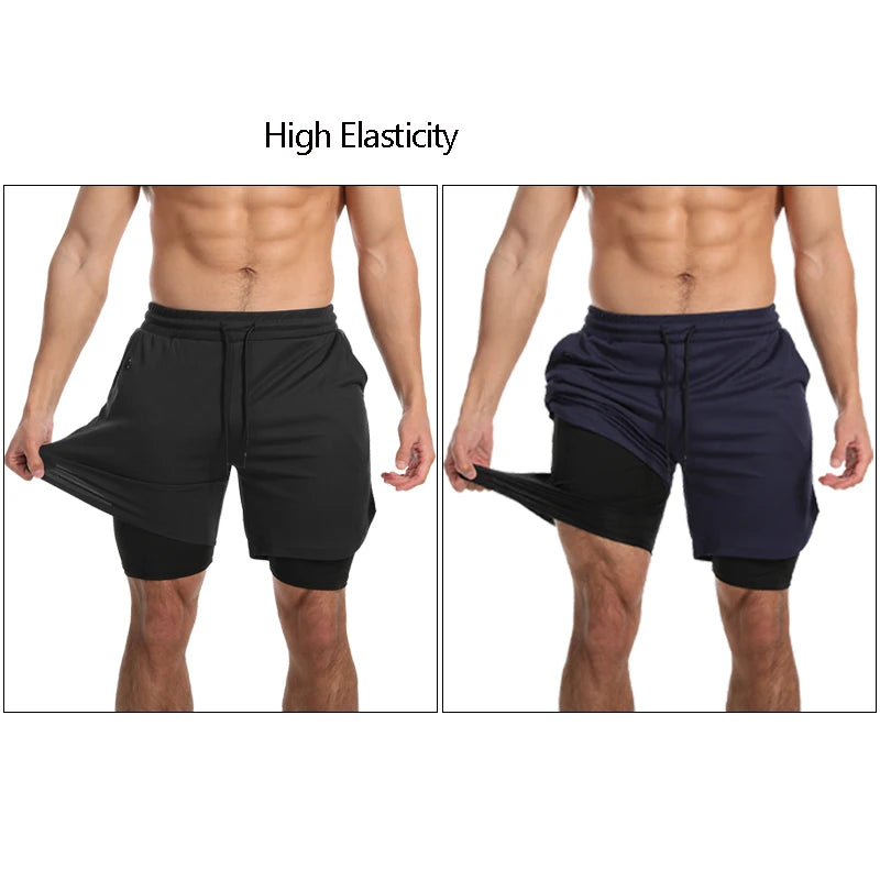 Men's 2-in-1 Quick Dry Running Gym Shorts