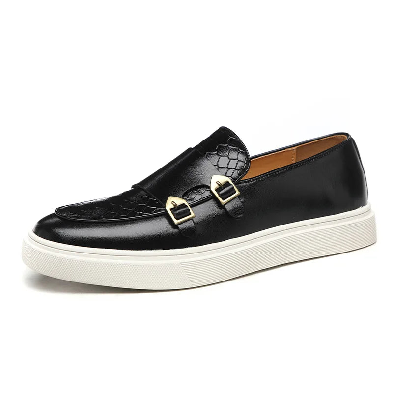 Herren-Loafer im Retro-Stil im britischen Schlangenleder-Stil – lässige Slip-On-Flats