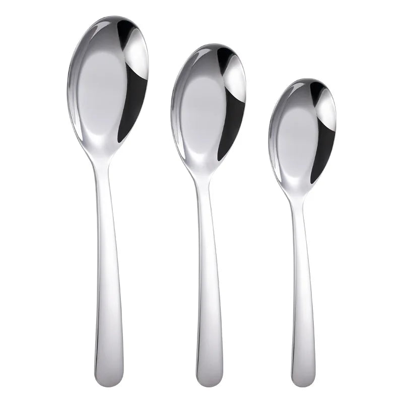 stainless steel flat spoon thickened eating spoon.