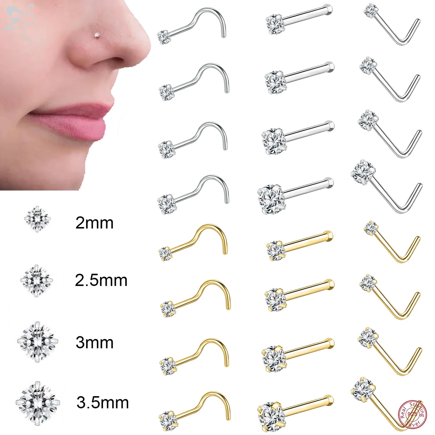 Elegant Gold-Plated Sterling Silver Nose Stud