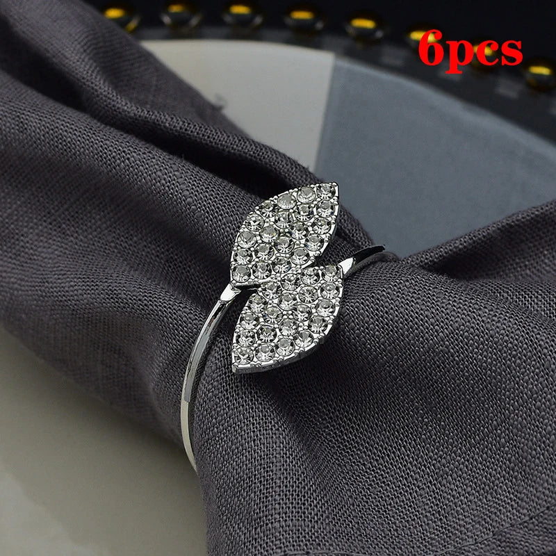 Gold & Silver Leaf Napkin Rings – 12 Pc Metal Napkin Holder