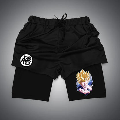 Dragon Ball & One Piece Anime Print Gym Shorts