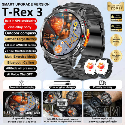Unisex T-Rex3 GPS Sports Smartwatch – Fitness Tracker Heart Rate Monitor 3ATM Waterproof Smart Watch