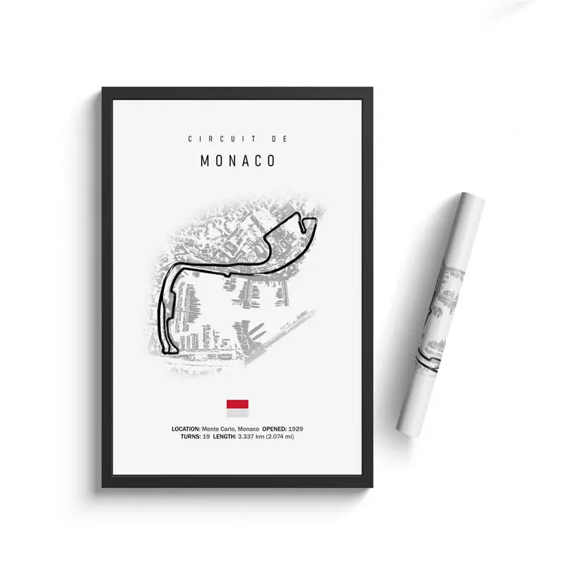Monaco F1 Leinwand-Wandkunst, nordische Ästhetik