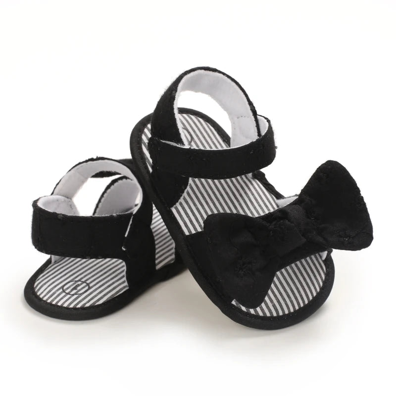 Baby Mädchen Sandalen mit Schleife, atmungsaktiv, flach, Prinzessin, weiche Sohle