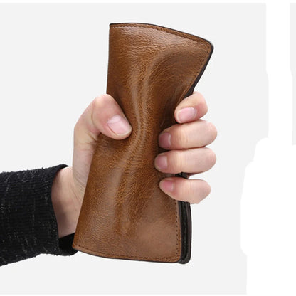 Lange, ultradünne Geldbörse aus weichem Leder für Herren