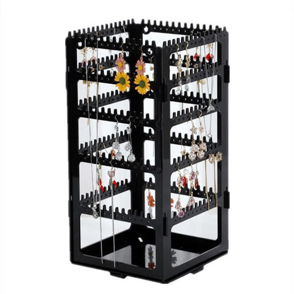 360° drehbarer Schmuckorganizer aus Acryl – Ohrringständer, Halsketten- und Armbandhalter