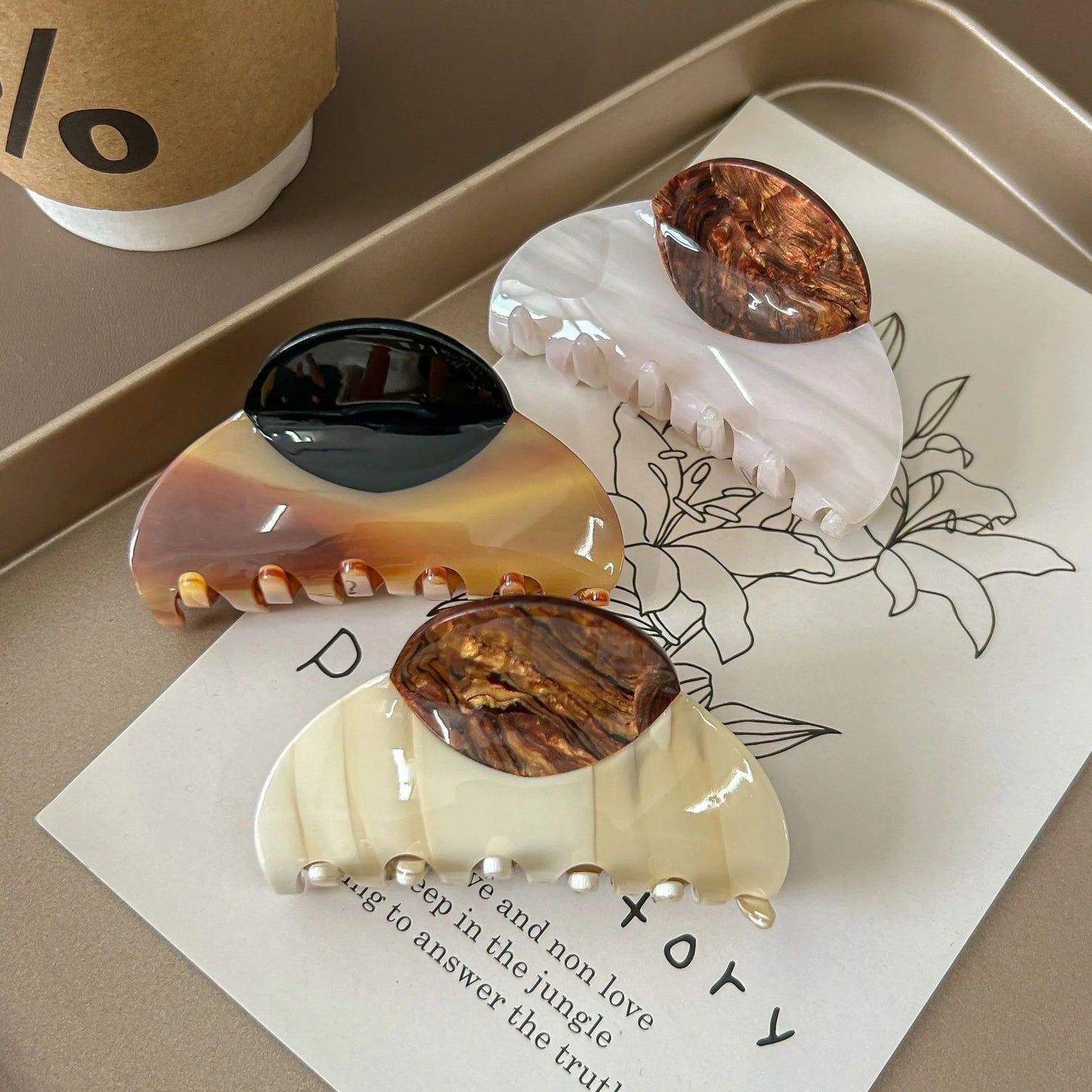 Large Color-Block Acetate Hair Claw Clip