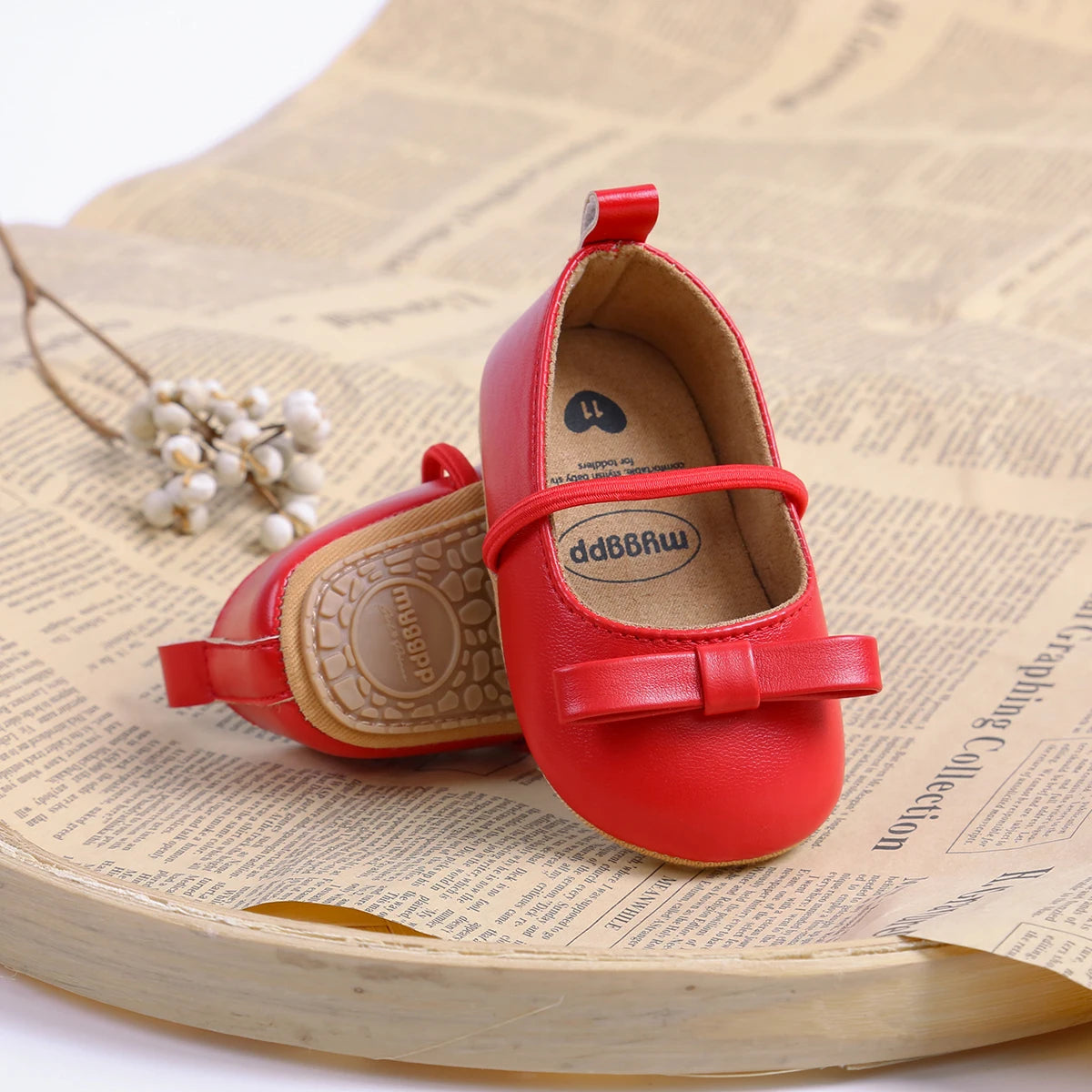 Flache Baby-Prinzessin-Schuhe mit Schleife