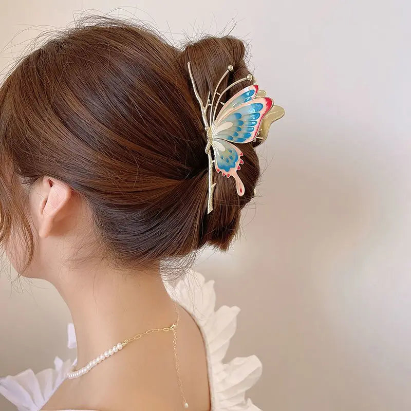 Vintage Painted Butterfly Hair Claws - Hair Clips