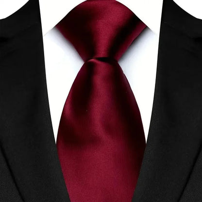Men's Burgundy Plaid Silk Wedding Tie Set
