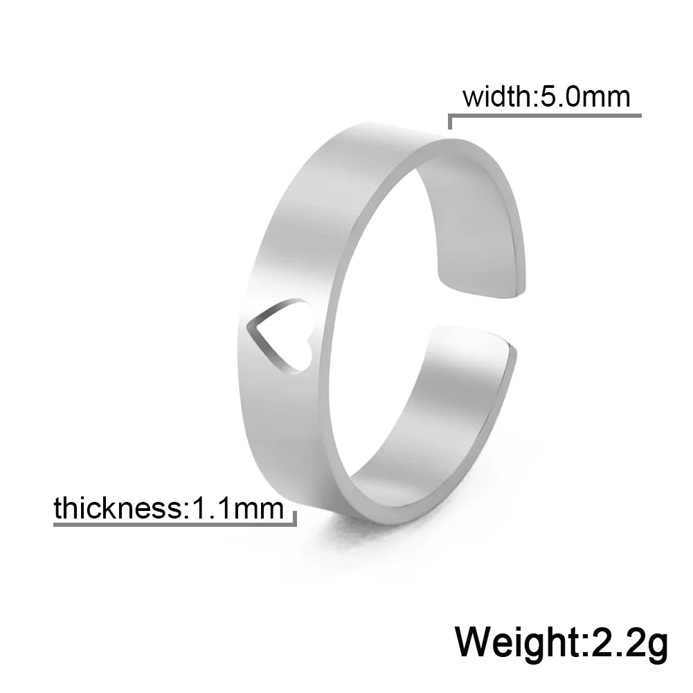 Bagues de couple en acier inoxydable en forme de cœur et de papillon – Bagues d'amour assorties