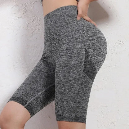 Women's High Waist Tummy Control Workout Elastic Yoga Shorts