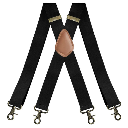 Bretelles de pantalon à 4 mousquetons en bronze en forme de X pour hommes