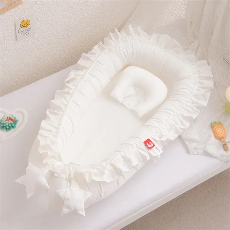 Cotton Nest Bed Newborn Bumper Soft Travel Bed Birth Gift Baby Portable Crib Lounger for Boys Girls