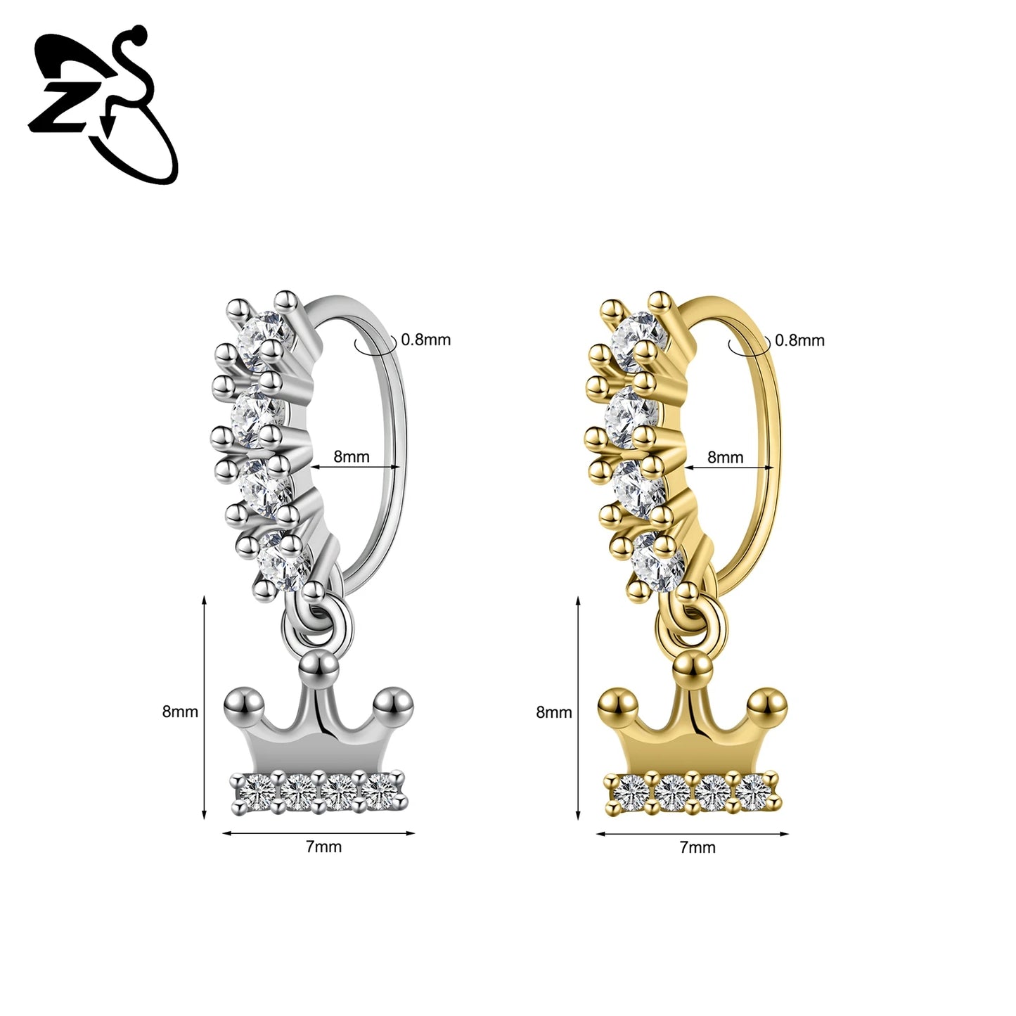 Hochwertige baumelnde Nasenringe mit CZ-Herzen für Frauen