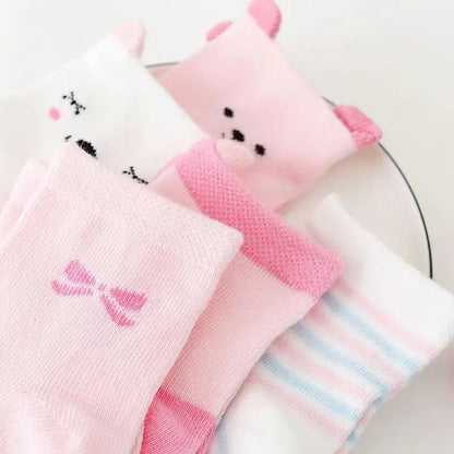 5 paires de chaussettes de bébé de bande dessinée chaussettes en tricot de coton doux pour bébé fille