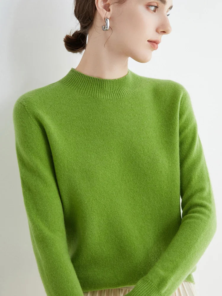 Women's Pure Woolen Slim Knitted Cashmere Sweater