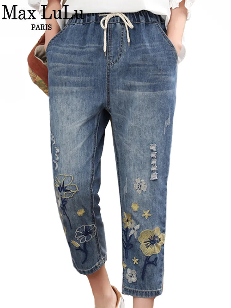 Ladies Vintage Embroidery Jeans