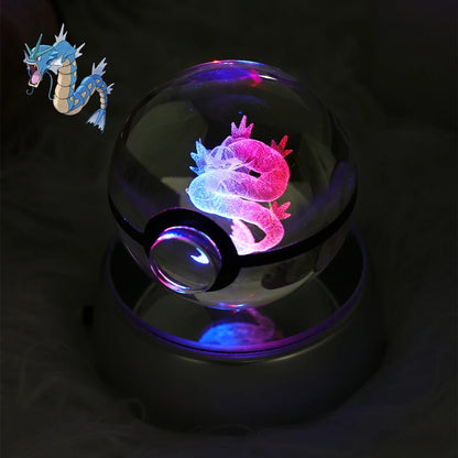 Pokemon 3D Kristallkugel Pikachu - Gengar Mew Mewtwo Figuren Lampensockel Pokeball - 3D Pokemon Glaskugel