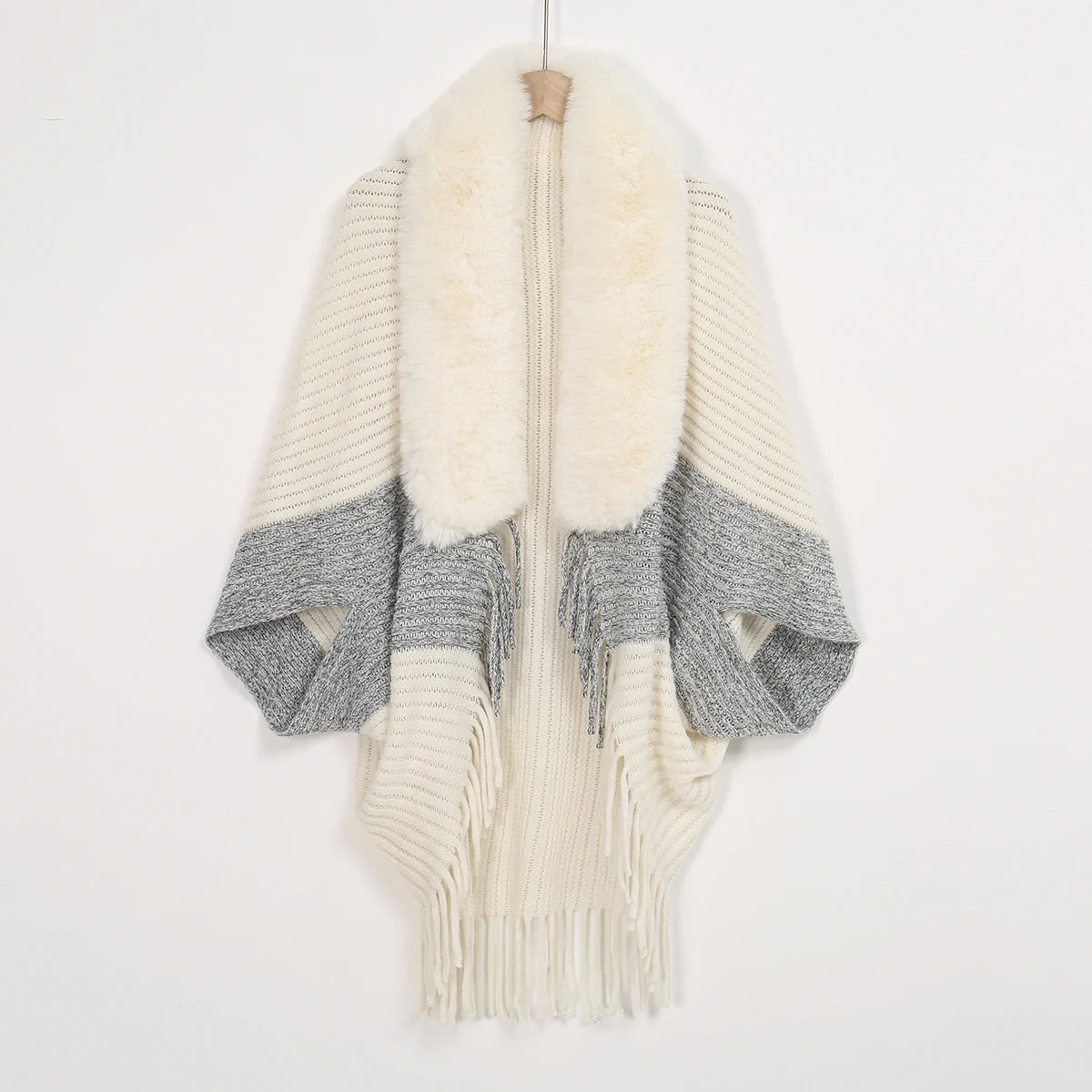 Damen Cape Umhang Kunstpelz Schal