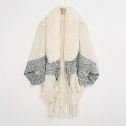 Damen Cape Umhang Kunstpelz Schal
