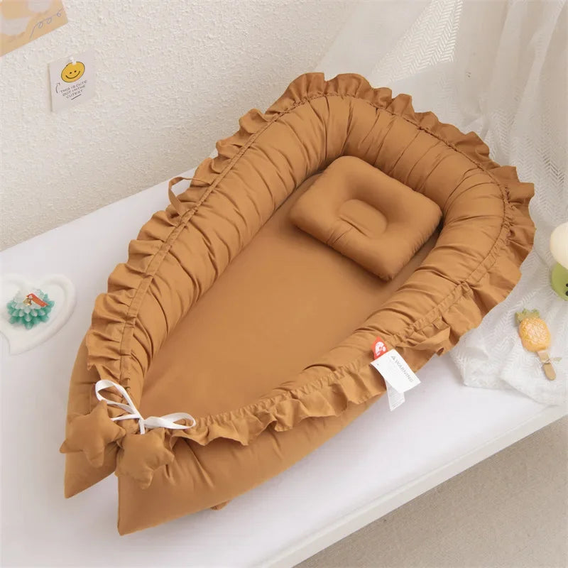 Cotton Nest Bed Newborn Bumper Soft Travel Bed Birth Gift Baby Portable Crib Lounger for Boys Girls