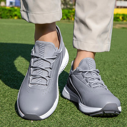 Men’s Waterproof Leather Golf Shoes – Spiked Anti-Slip Golf Sneaker