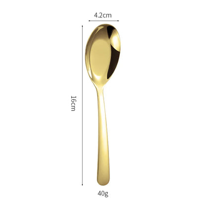 stainless steel flat spoon thickened eating spoon.