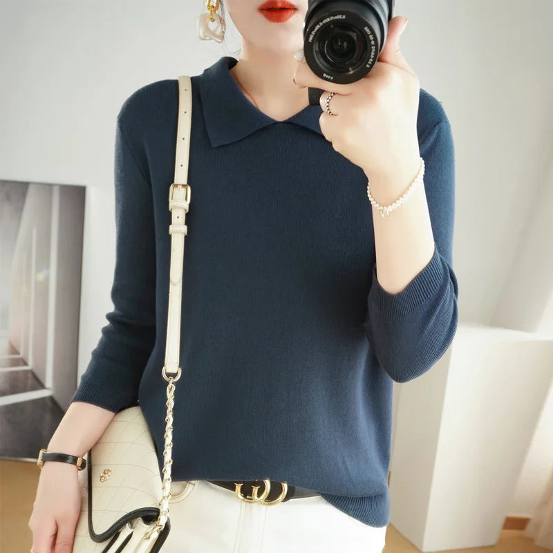 Cashmere Blend Polo Collar Sweater