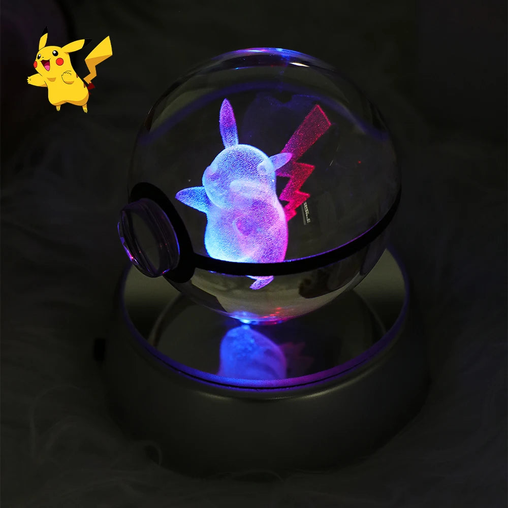 Pokemon 3D Kristallkugel Pikachu - Gengar Mew Mewtwo Figuren Lampensockel Pokeball - 3D Pokemon Glaskugel