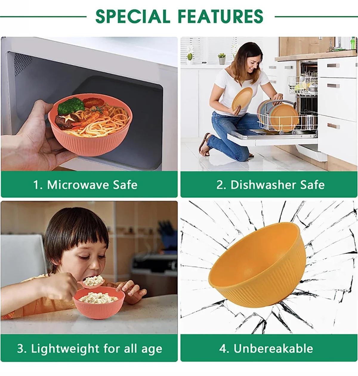 Wheat Straw Bowl Saucers Plate Dinnerware Set