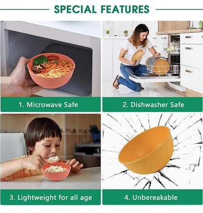 Wheat Straw Bowl Saucers Plate Dinnerware Set