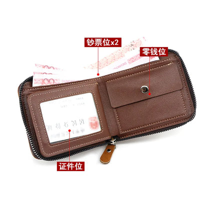 Men's PU Wallet with Coin Pocket & Multi-card Holder