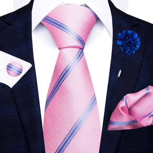 Men's Paisley Sky Blue Striped Silk Tie