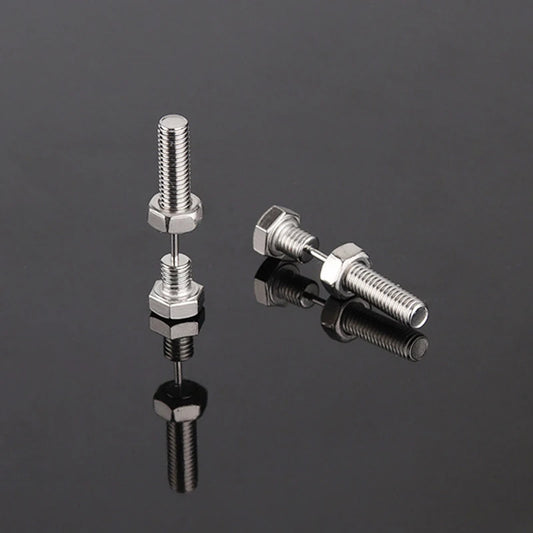 Black Stainless Steel Screw Stud Earrings