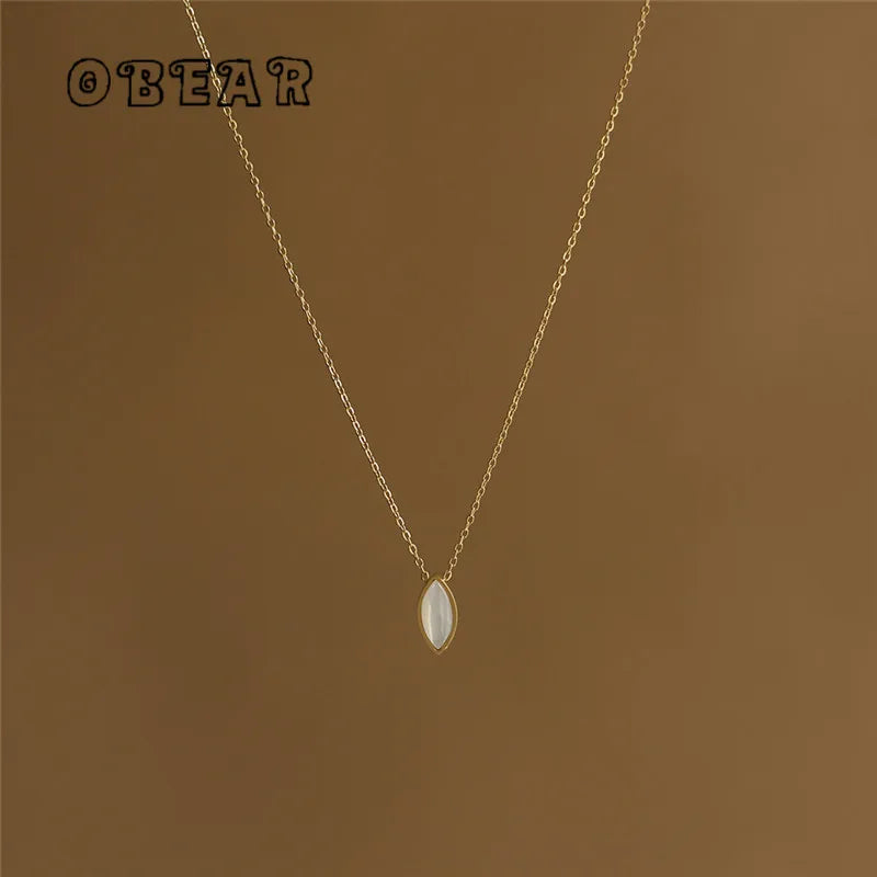 Gold-Plated Stainless Steel Oval Pendant Necklace