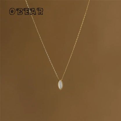 Gold-Plated Stainless Steel Oval Pendant Necklace