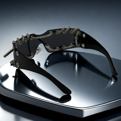 Women's Crystal Chain Designer Punk Y2k Sunglasses