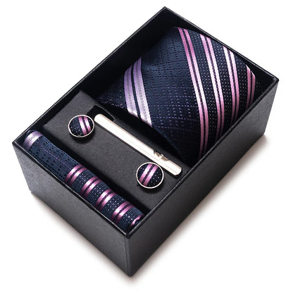 Krawatten-Einstecktuch-Manschettenknopf-Set für Herren